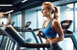 © Olga - Young woman running on a treadmill in a sports club