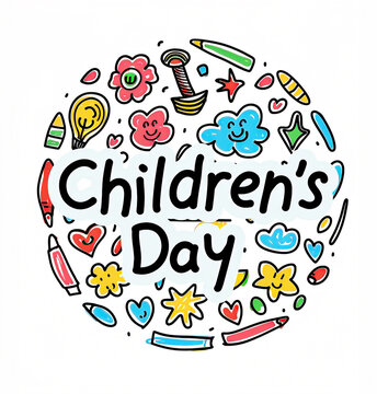 Global Celebration of Children's Day. Illustration Featuring Happy Children Enjoying Fun and Togetherness, Promoting Education and Friendship in a Colourful and Joyful Event