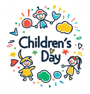 Global Celebration of Children's Day. Illustration Featuring Happy Children Enjoying Fun and Togetherness, Promoting Education and Friendship in a Colourful and Joyful Event