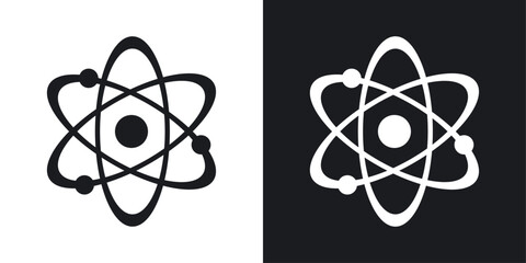 Scientific Orbit Icon Set. Atomic model vector symbol. Nuclear particle and orbit sign. Atomic interaction icon.