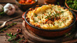 Shepherd's pie, traditional British dish with minced meat and mashed potato
