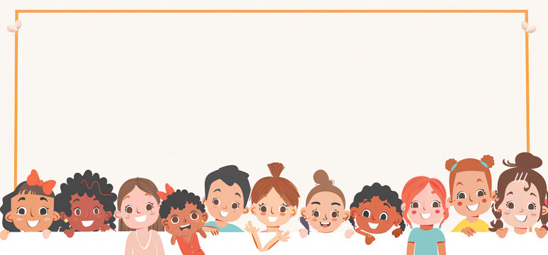  Illustration Featuring Happy Children Enjoying Fun and Togetherness, Promoting Education and Friendship in a Colourful and Joyful Event. Global Celebration of Children's Day.