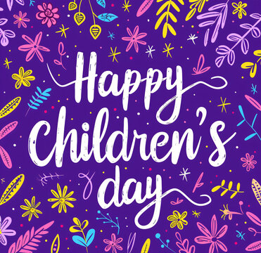  Illustration Featuring Happy Children Enjoying Fun and Togetherness, Promoting Education and Friendship in a Colourful and Joyful Event. Global Celebration of Children's Day.