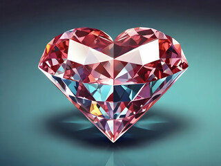 Wall Mural - diamond heart on white red, triangle, pink,Ai generated 