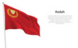 Isolated waving flag of Kedah is a state Malaysia