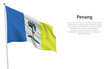 Isolated waving flag of Penang is a state Malaysia