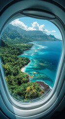 Wall Mural - Top view from illuminator of the private jet on tropical islands.