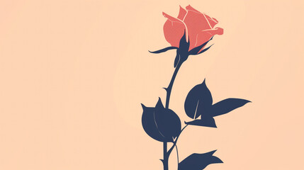 Wall Mural - A minimalist clip art of a single rose, with bold lines and a striking silhouette.