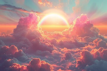 Wall Mural - a rainbow is seen in the sky above a cloudy sky
