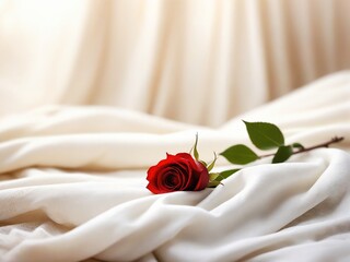 Wall Mural - red rose on a bed