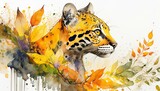 AI-generated color illustration of an
 ocelot on a white background.