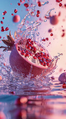 Poster - fresh pomegranate in the water