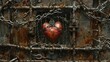Rusted heart chained and locked, metaphor for trapped feelings in abusive relationships