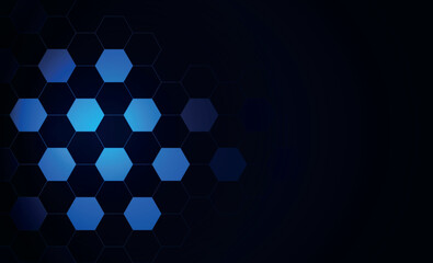 Hexagon pattern. Blue technology background. Texture of geometric shapes, hexagons. Medical molecular structure.