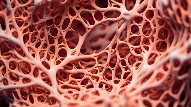 A 3D rendering of a pink organic structure, resembling a coral or bone structure.