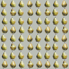 Poster - A design featuring a repetitive pattern of pears set against a grey background.