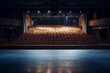 An empty theater stage with rows of seats, bathed in soft diffused light