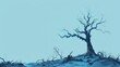 Stylized illustration of a desolate tree in a barren landscape, symbolizing life after natural disasters