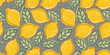 Vector seamless pattern of lemons in doodle style. Cute lemon pattern.