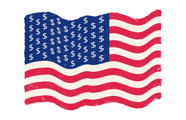 Wall Mural - American flag with dollar signs