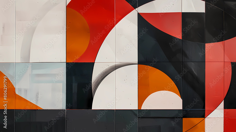 Abstract Geometric Shapes and Bold Colors in Modern Art Composition ...
