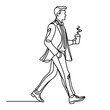 man in a suit with a coffee line sketch