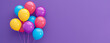 balloons on purple background, AI generated