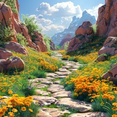 Wall Mural - Rocky mountain wildflower meadow path