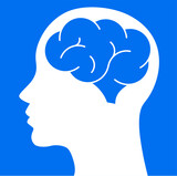 Fototapeta Pokój dzieciecy - vector brain in head. human head and brain silhouette