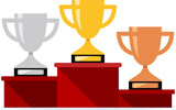 Fototapeta Pokój dzieciecy - vector winners podium with trophy cups