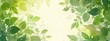 Watercolor spring green leaves background
