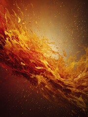 Poster - Vibrant wave of fiery hues surges across frame, swirling, splashing with dynamic energy. Colors transition ly from deep reds to bright oranges, yellows, creating sense of depth, movement.