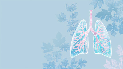 Disease-affected lungs on a blue background with space for text, lungs with oncology, lung disease concept