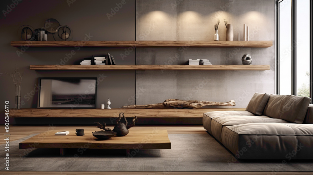 Immerse yourself in the contemporary charm of a living room featuring a ...