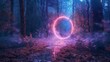 Magic portal door enter in forest woods wallpaper background