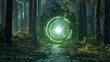 Magic portal door enter in forest woods wallpaper background