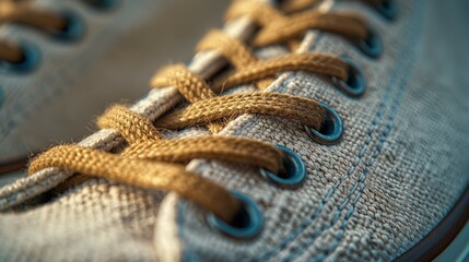 Wall Mural - close up of a canvas fabric shoes, sneakers and shoe lace. 