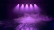 Purple spotlights with smoke on stage for concert, theater, or fashion show