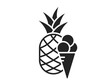 pineapple and ice cream icon. exotic fruit and summer dessert symbol. isolated vector image in simple style