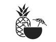 tropical cocktail icon. pineapple and coconut cocktail. exotic fruit and beverage symbol. isolated vector image in simple style