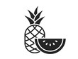 pineapple and watermelon icon. summer and exotic fruits symbol. isolated vector image in simple style