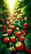 Abundant Harvest of Strawberries in Garden