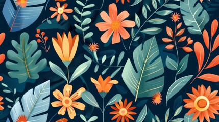 Wall Mural - Leaf and flowers banner background , generated with ai