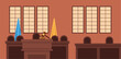 © PrettyVectors - Courtroom judge house interior concept. Vector flat graphic design element illustration
