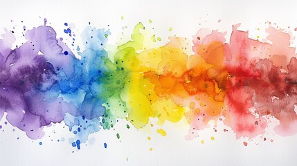Wall Mural - Watercolor rainbow splash on white background , generated with ai