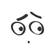 Shock reaction, crazy look of eyes of character in monochrome doodle style vector illustration