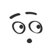 Surprised worried character expression in monochrome doodle style vector illustration