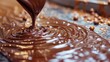 Close Up of Melted Chocolate on Conveyor Belt