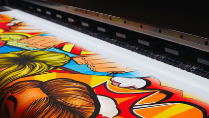 Poster - Industrial printing modern digital inkjet printer Industrial printing modern digital inkjet printer, color test