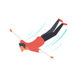 Man flying in air with open arms, male character planning to land vector illustration